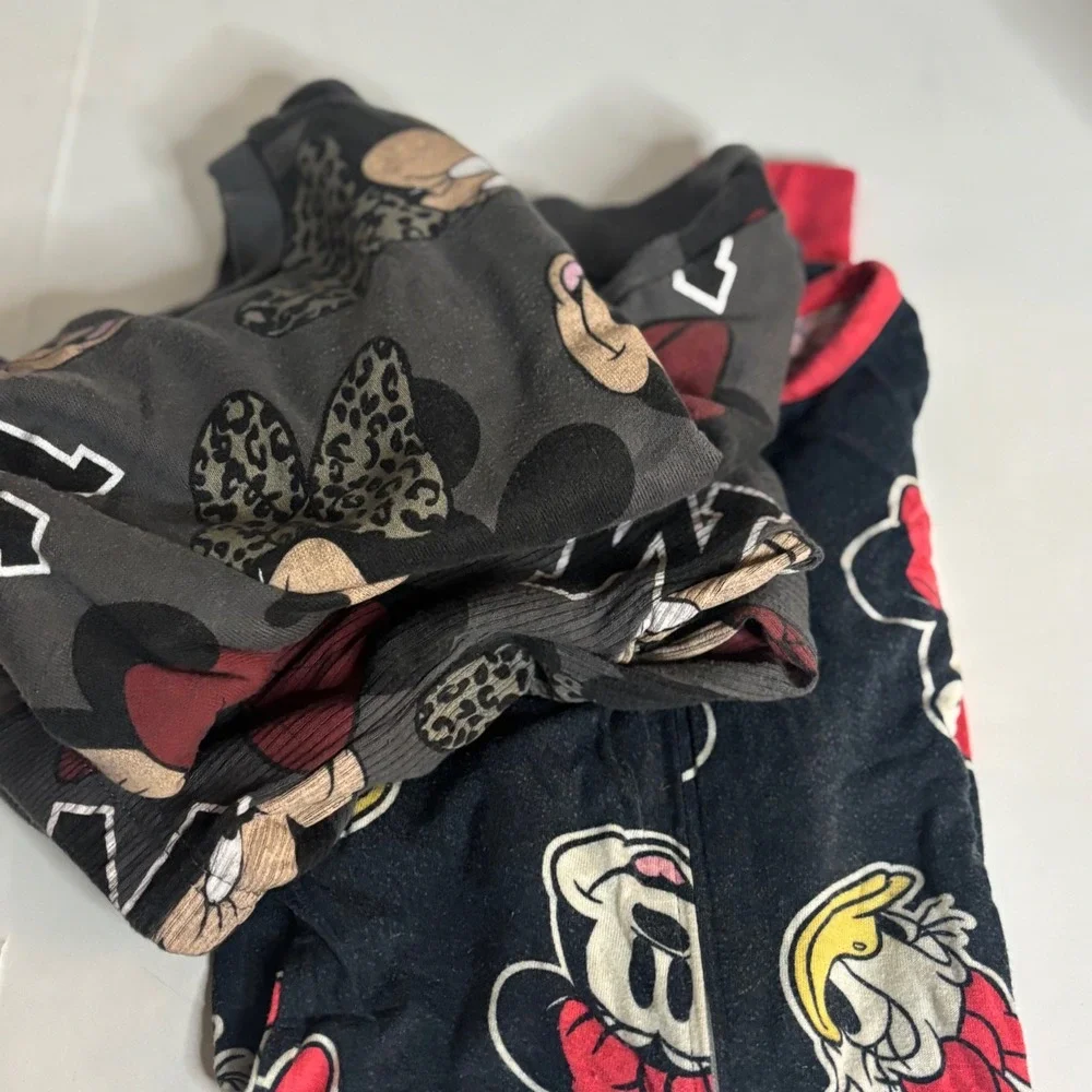 Disney Minnie Mouse Baby Girl 2pc Ribbed Set 18M & Daisy Duck Sleeper 12M Bundle